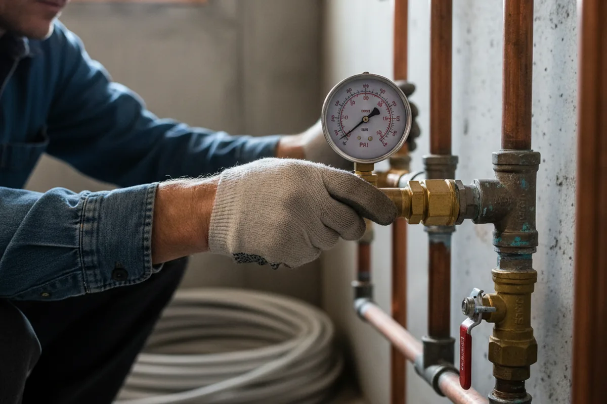 Pressure testing a repaired line during Water Line Repair in Stanfield